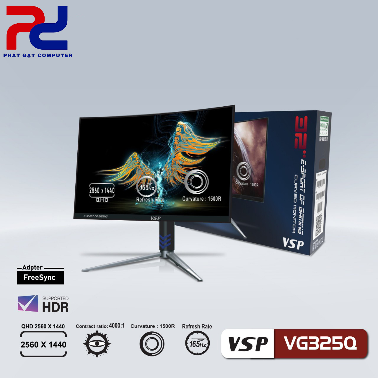 Màn hình Cong VSP VG325Q 32INCH (1500R / 2K / QHD / 165Hz / HDMI ) Chính Hãng, Bảo hành 24 tháng